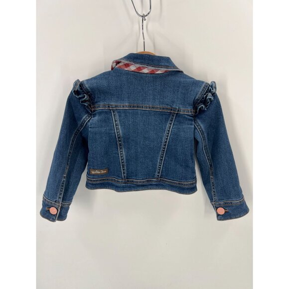 Matilda Jane Girls Size 2 Ruffled Gingham Denim Jacket Boho Whimsical - Picture 8 of 13